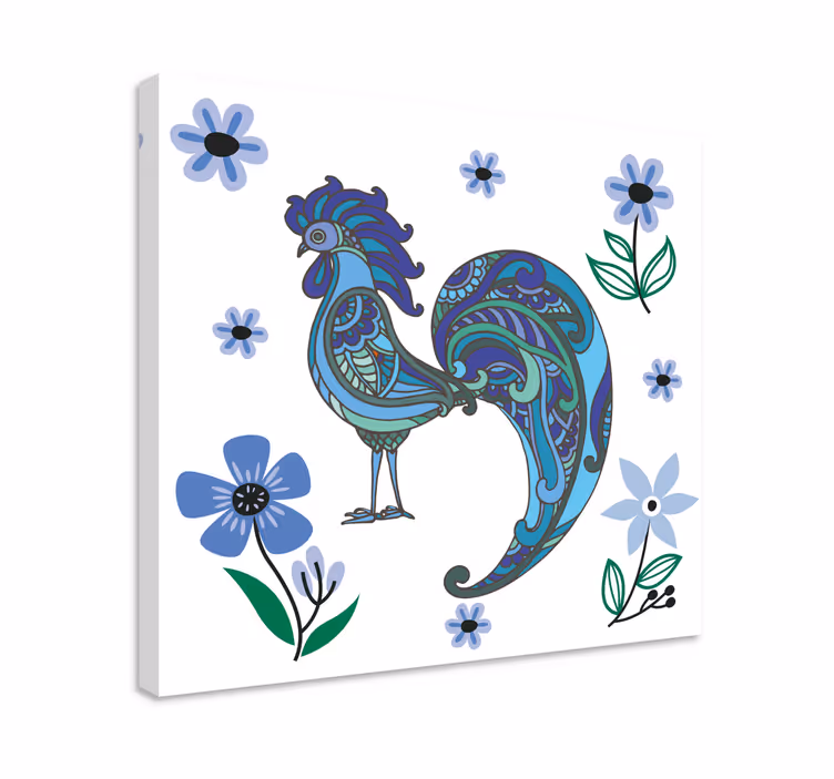 Obraz ze zwierzętami rzeźba kolorowego koguta - TenStickers