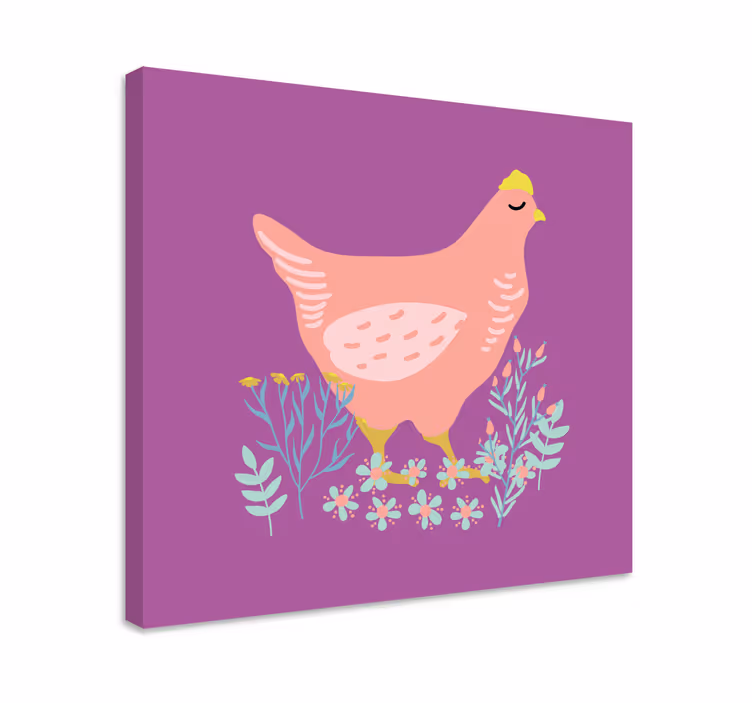 Obraz ze zwierzętami urocza różowa kura - TenStickers