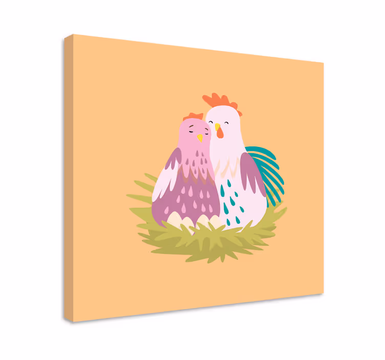 Obraz ze zwierzętami para kurczaków w gnieździe - TenStickers