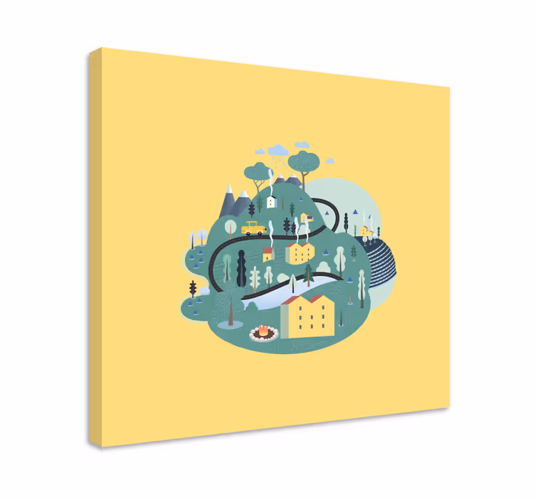 Obraz miasto urokliwy wiejski krajobraz - TenStickers