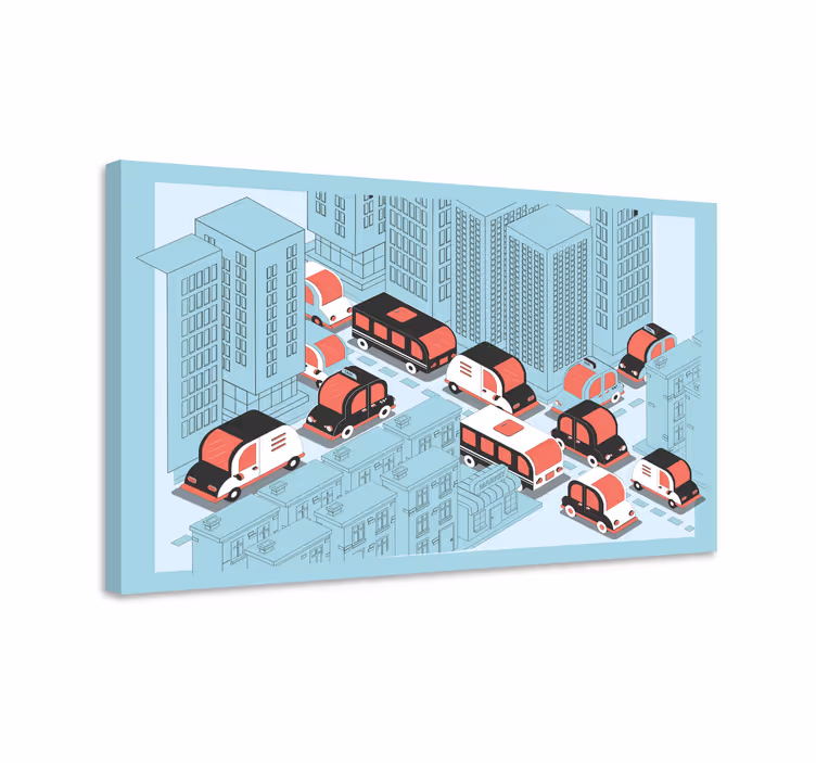 Obraz miasto scena ruchu miejskiego - TenStickers