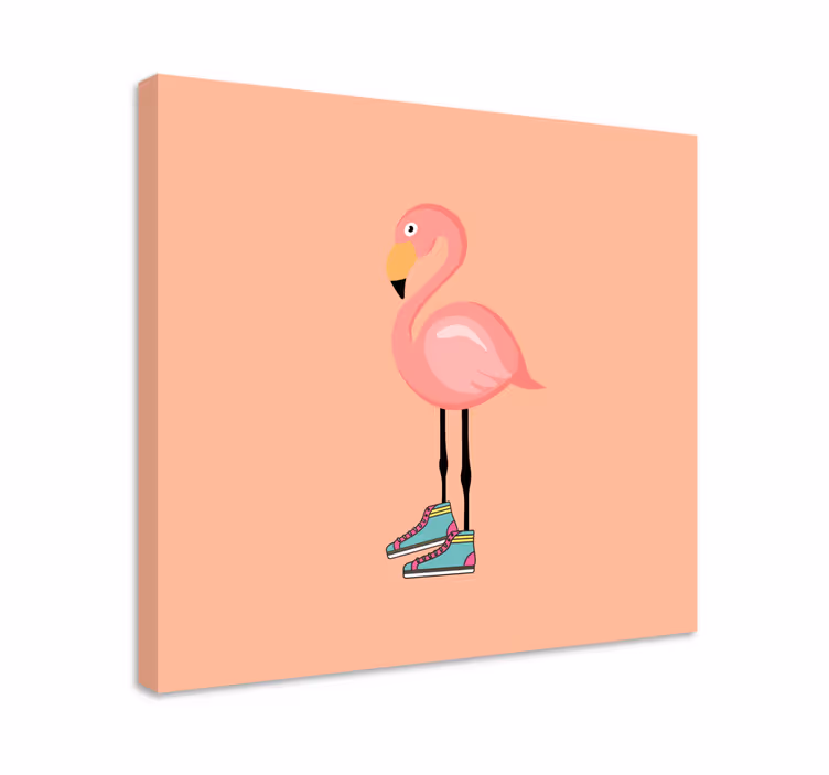 Obraz ptaki stylowy flamingo na deskorolce - TenStickers