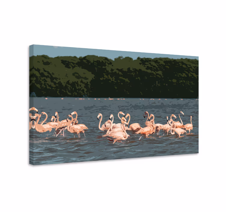 Obraz ptaki w formacji stada flamingów - TenStickers