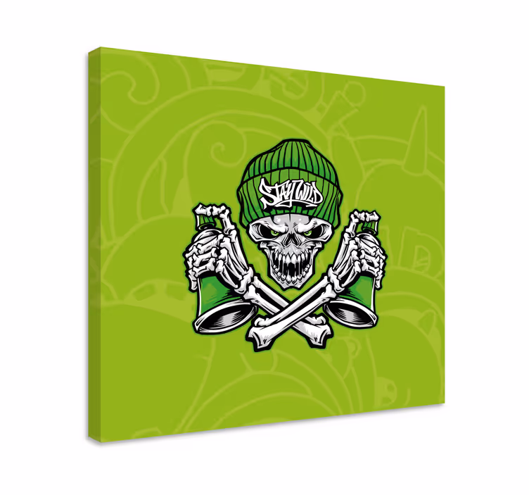 Obraz z postaciami czaszka trzymająca kubki - TenStickers
