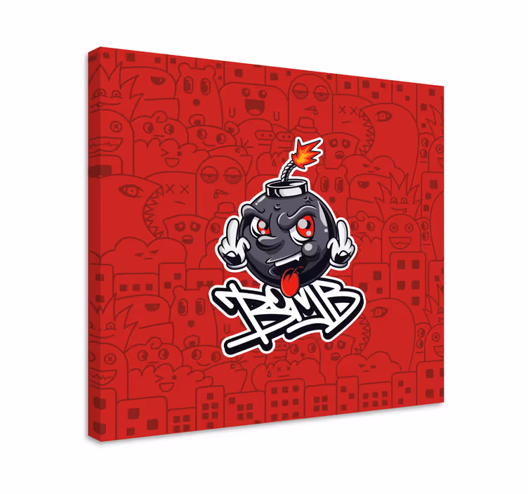 Obraz z napisami emoji z bombą w stylu kreskówkowym - TenStickers