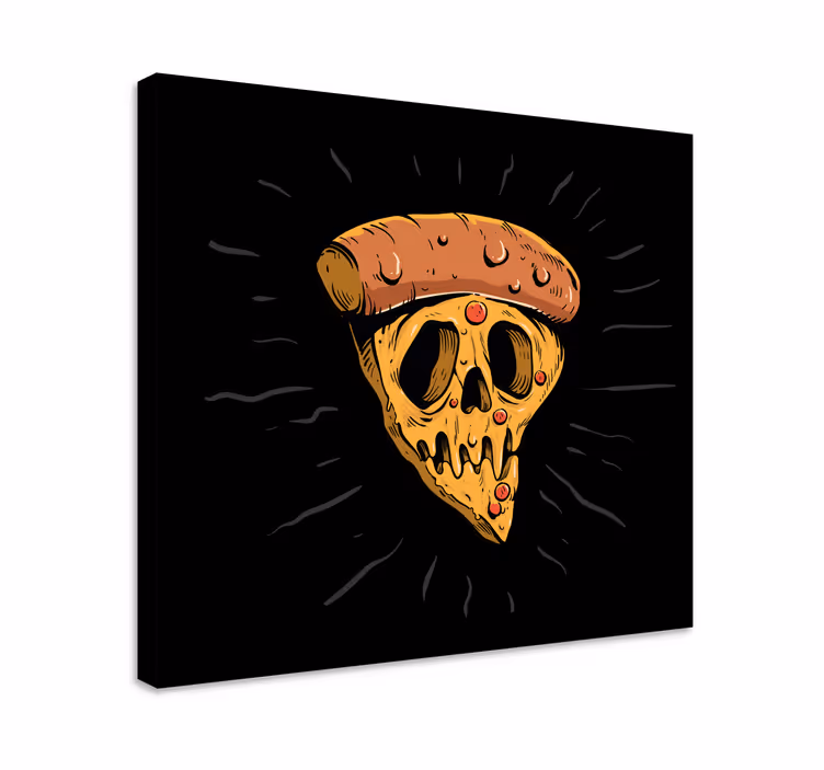 Obraz z napisami kawałek pizzy w kształcie czaszki - TenStickers