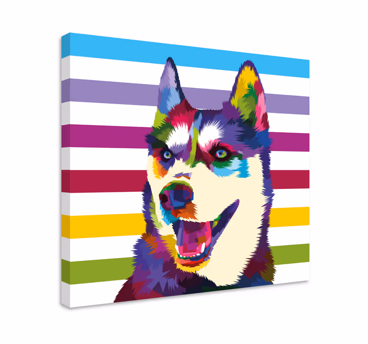 Obraz psy portret kolorowego husky'ego - TenStickers