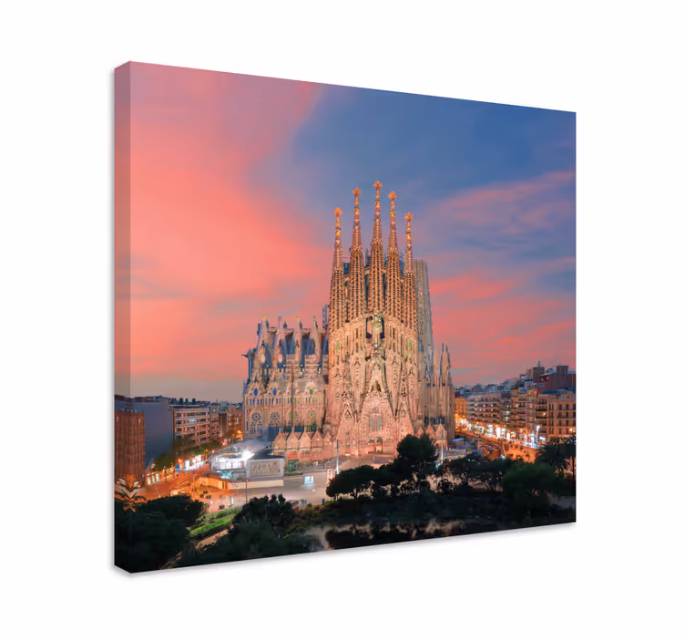 Obraz miasto sagrada familia o zachodzie słońca - TenStickers