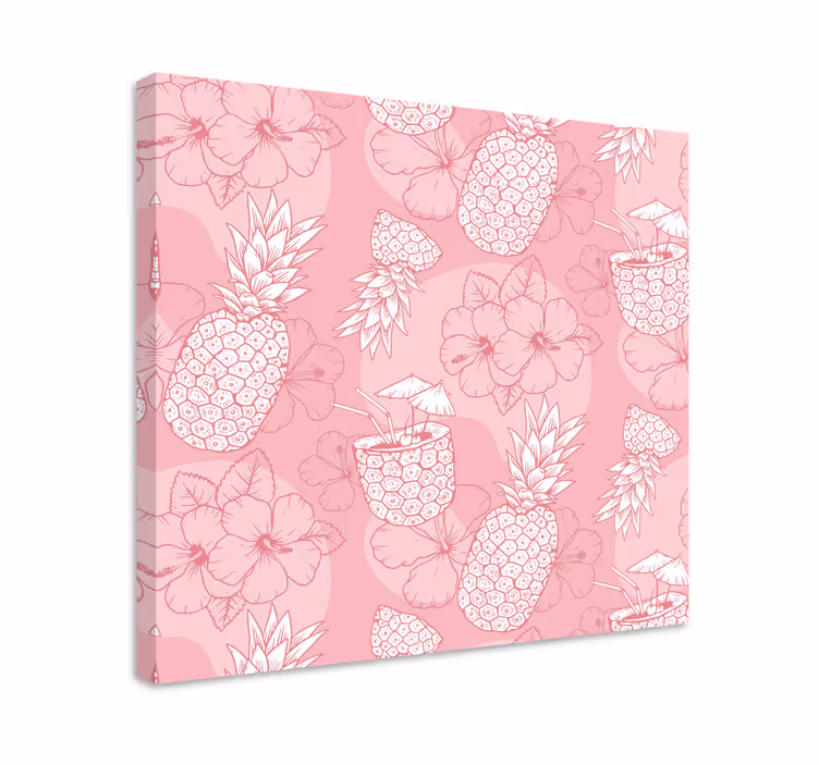 Obraz kwiaty i rośliny wzór ananasa i hibiskusa - TenStickers