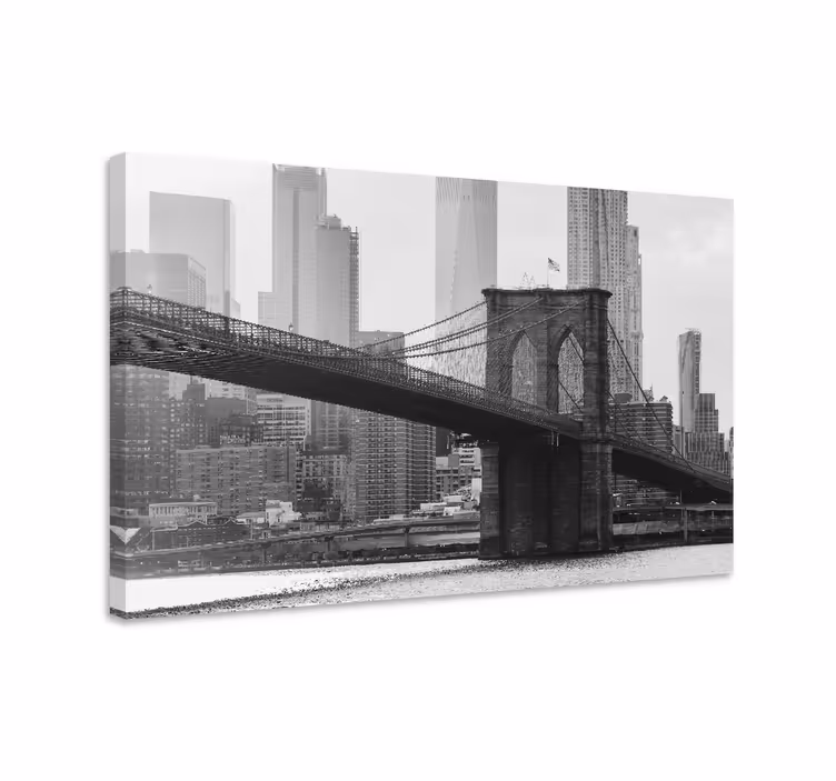 Obraz z miastem Czarno-biały brooklyn - TenStickers