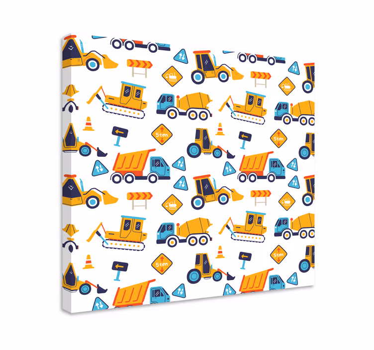 Obraz dla dzieci zabawa pojazdami budowlanymi - TenStickers