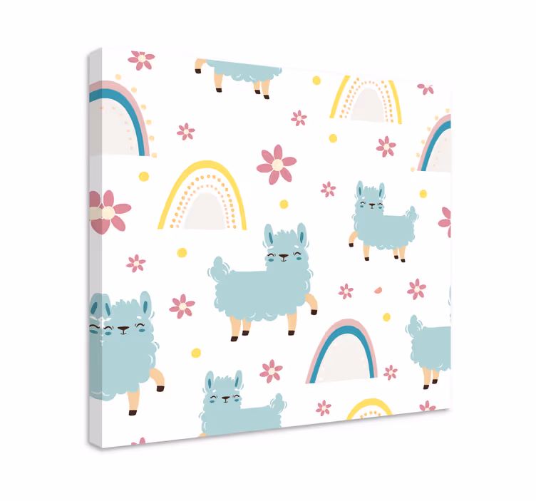 Obraz ze zwierzętami llama i kwiaty - TenStickers