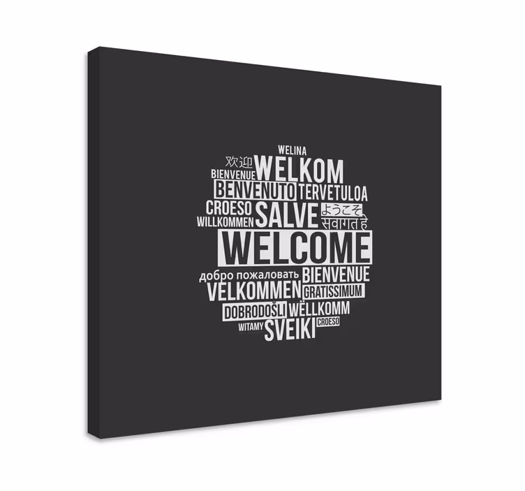 Obraz z napisami globalna wiadomość powitalna - TenStickers