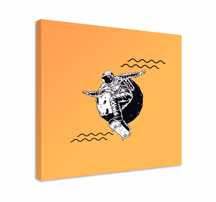 Obraz Ręcznie rysowane astronauta z deskorolką - TenStickers