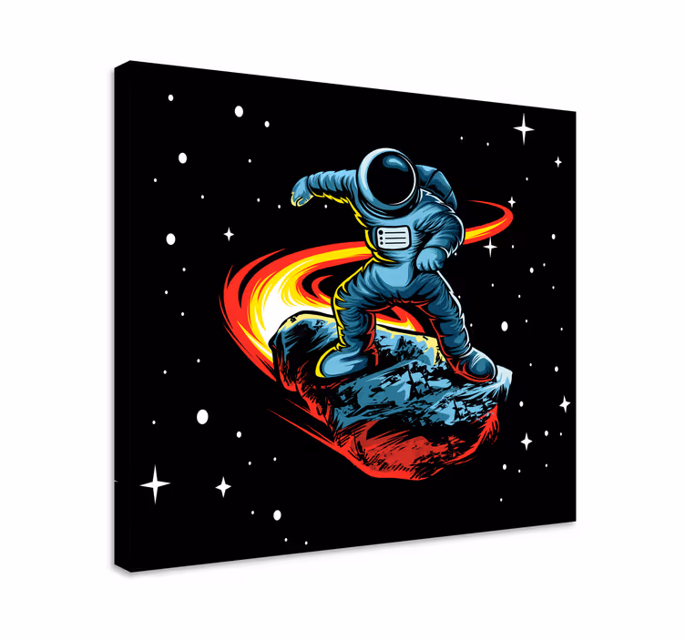 Obraz gry wideo astronauta surfujący na asteroida - TenStickers