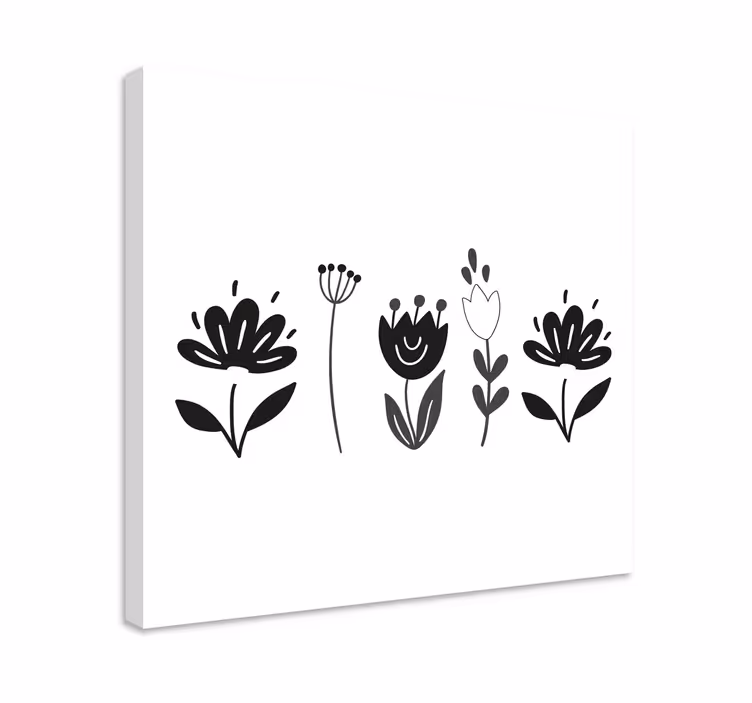 Obraz kwiaty Czarno-białe kwiaty - TenStickers