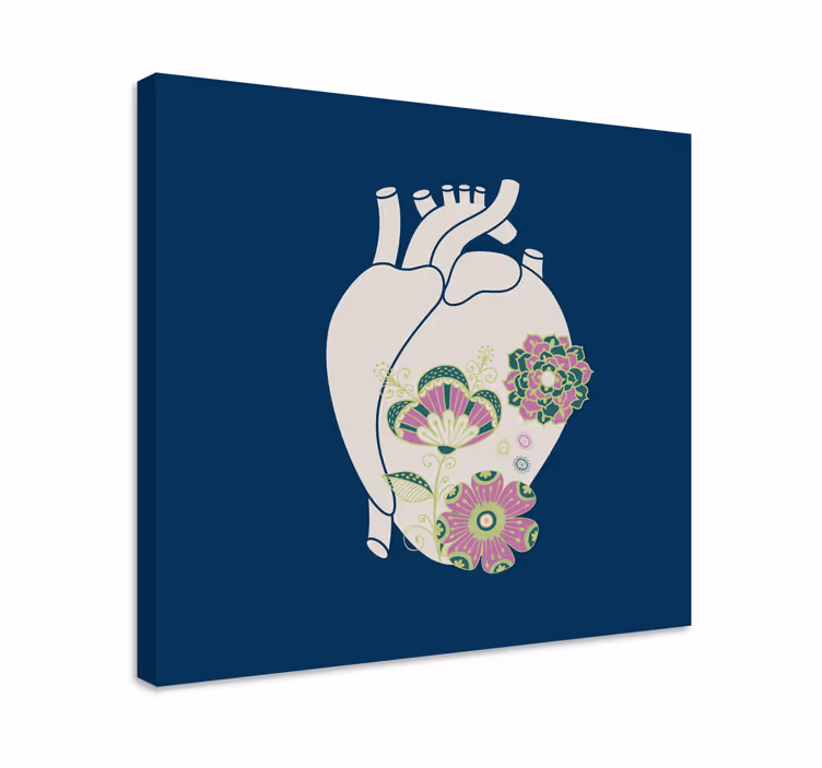 Obraz kwiaty Anatomiczne serce z czerwonymi kwiatami - TenStickers