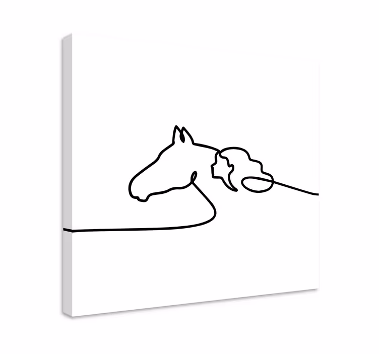 Obraz konie Zarys konia i dziewczyny - TenStickers