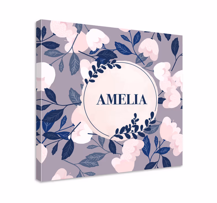 Obraz kwiaty i rośliny z imieniem w designie floralnym - TenStickers
