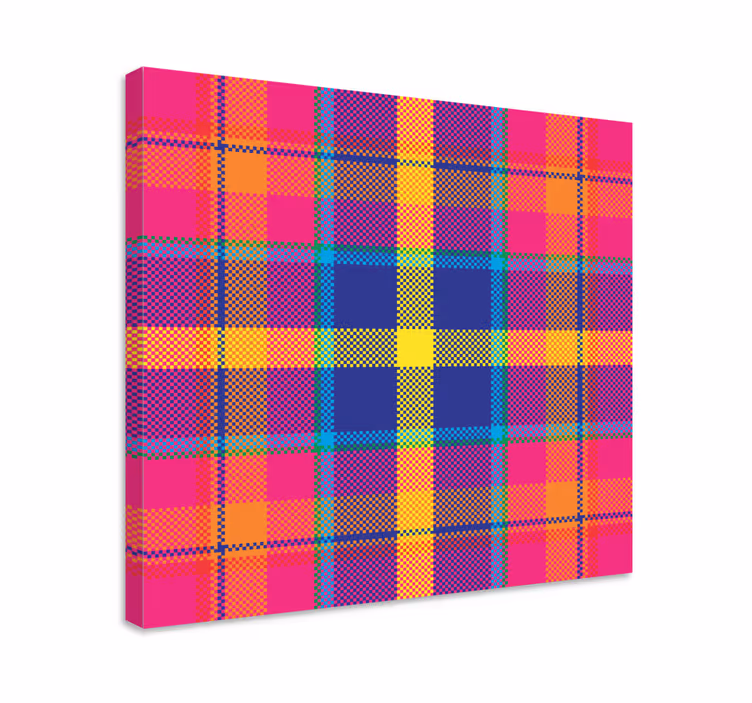 Obraz geometryczny w kolorowy wzór w kratkę - TenStickers