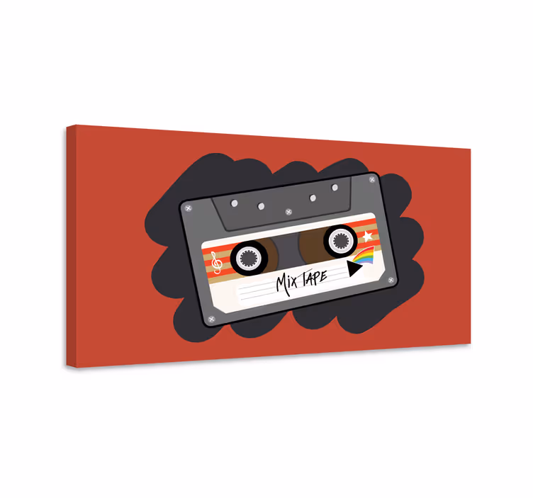 Obraz muzyka w stylu retro kasety mixtape - TenStickers