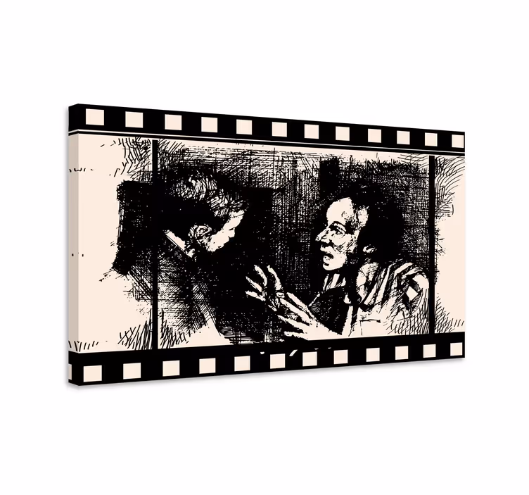 Obraz vintage rozmowa o filmie - TenStickers
