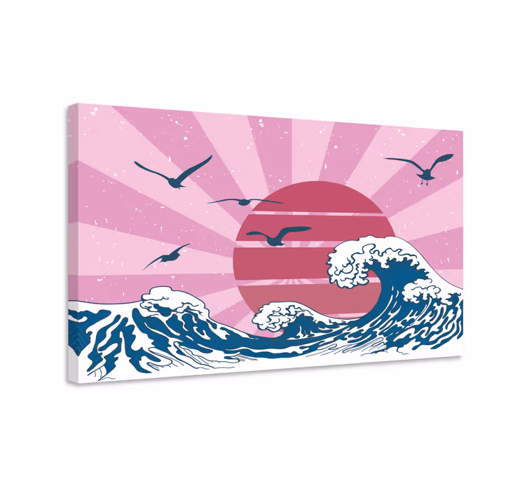 Obraz vintage Wielka różowa fala retro - TenStickers