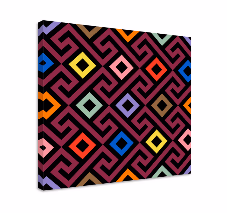 Obraz geometryczny kolorowe kwadratowe wzory - TenStickers