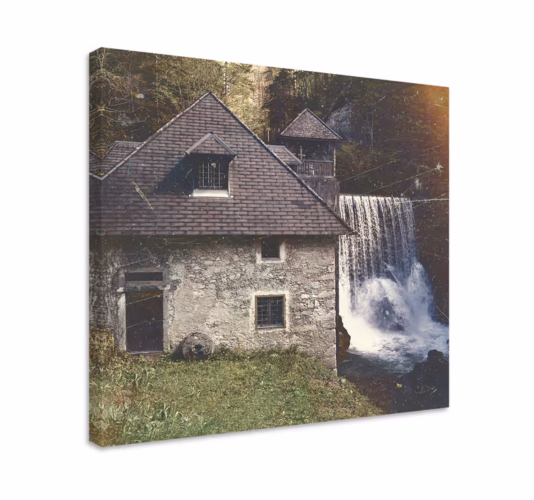 Obraz krajobrazy historycznej sceny wodospadu - TenStickers