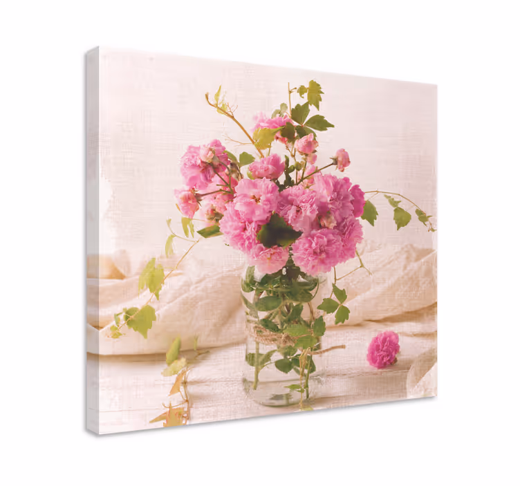 Obraz kwiaty i rośliny kompozycja botaniczna w różu - TenStickers