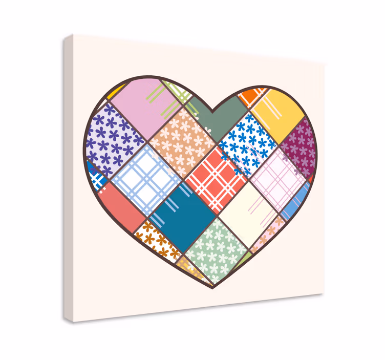 Obraz z cytatem motywacyjnym wzór serc w patchworku - TenStickers