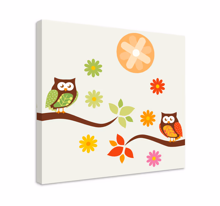Obraz ze zwierzętami radość rodziny sów - TenStickers