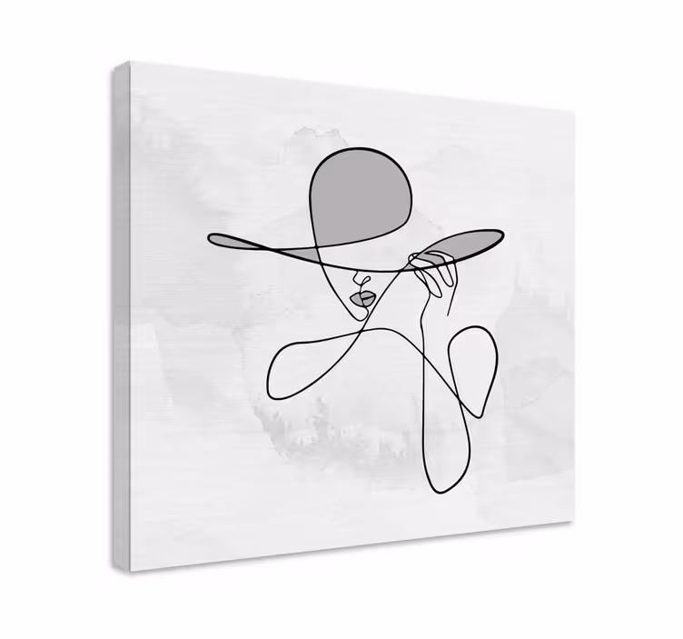 Obraz do przedpokoju Minimalistyczna kobieta w kapeluszu - TenStickers