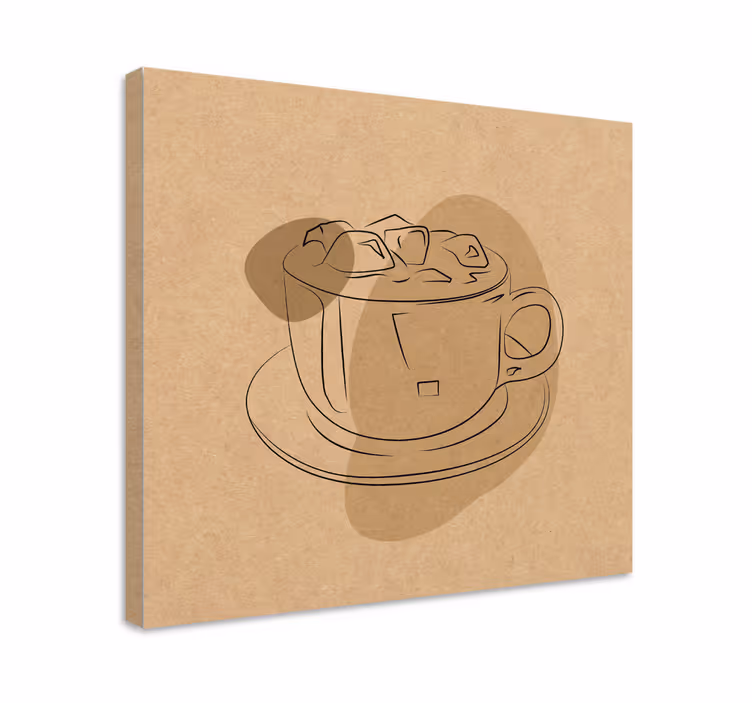 Obraz z kwiatami i ilustracją filiżanki kawy - TenStickers