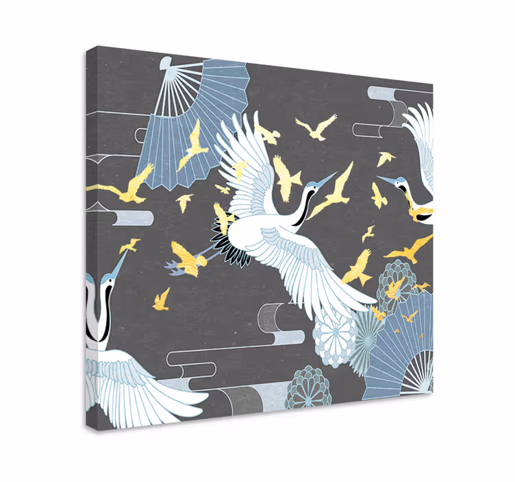 Obraz orientalny lot eleganckich żurawi - TenStickers