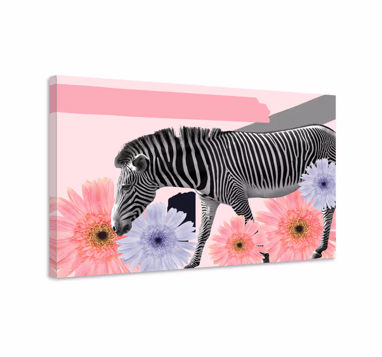 Obraz ze zwierzętami zebra wśród kwiatów - TenStickers