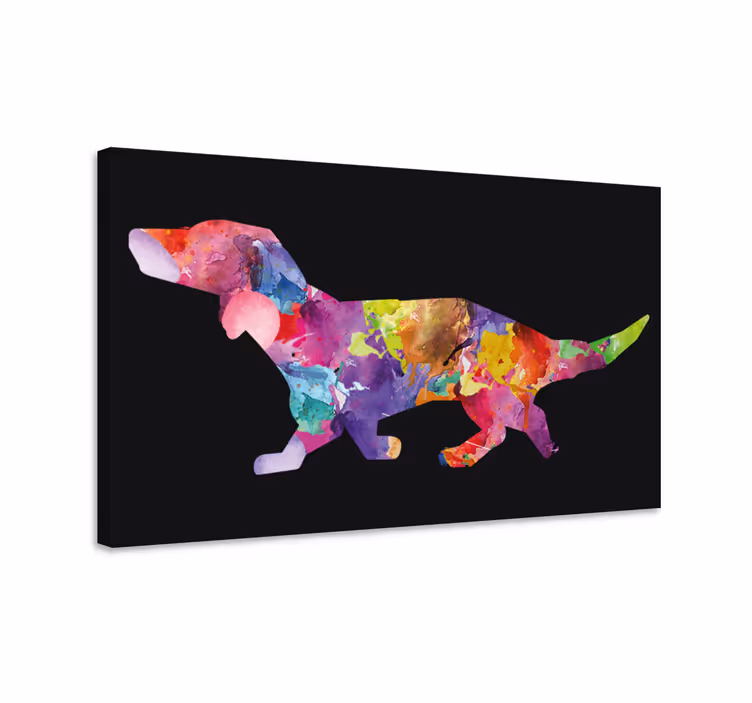 Obraz nowoczesny kolorowy obraz psa w kolorze czarnym - TenStickers