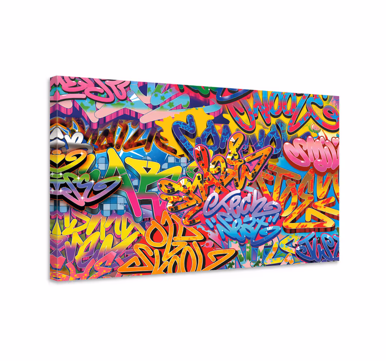 Obraz z napisami w intensywnym stylu graffiti - TenStickers