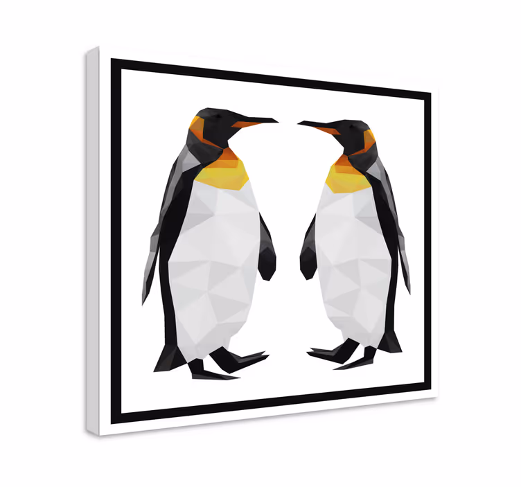 Obraz 3d dwa geometryczne pingwiny - TenStickers