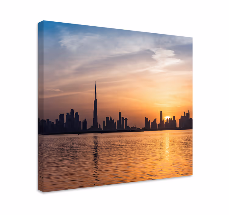 Obraz miasto zachód słońca nad dubajem - TenStickers