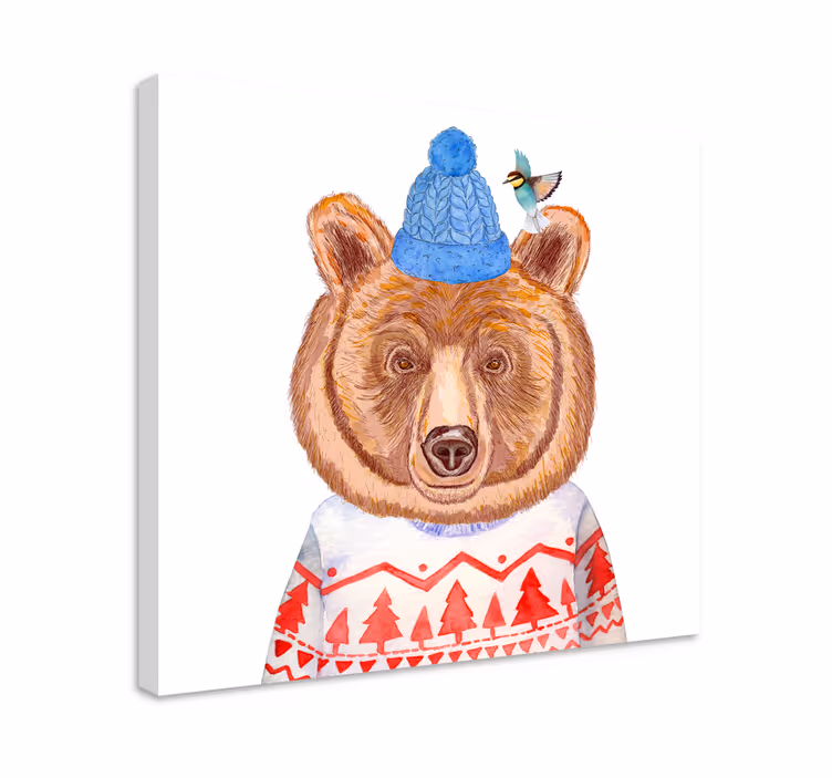Obraz ze zwierzętami urocza ilustracja misia - TenStickers