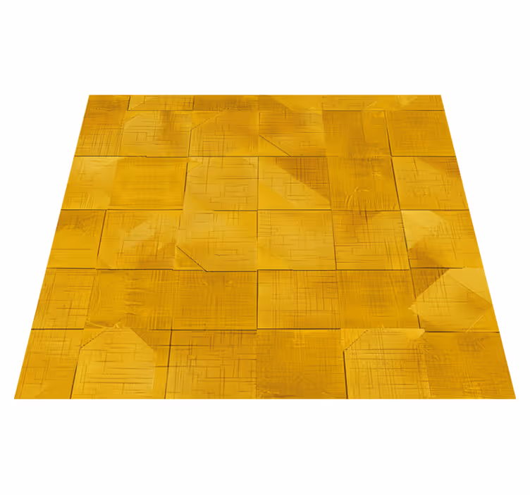 Żółty dywan winylowy kwadraty geometryczne - TenStickers