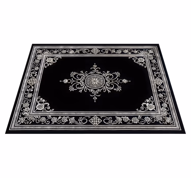 Czarny dywan winylowy klasyczny orientalny design - TenStickers
