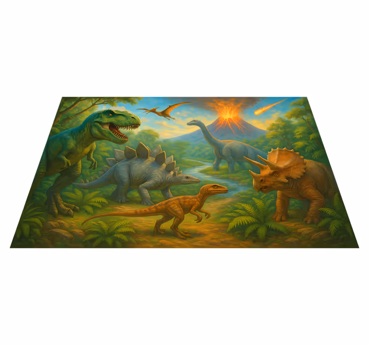 Dywan winylowy zwierzęta wyginięcie dinozaurów - TenStickers
