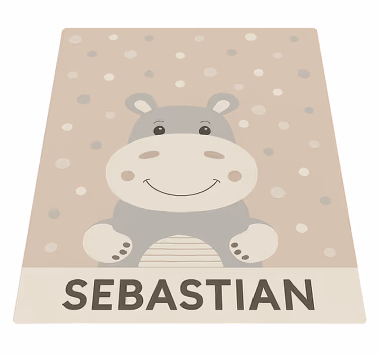 Dziecięcy dywan winylowy niestandardowy beżowy hipopotam - TenStickers