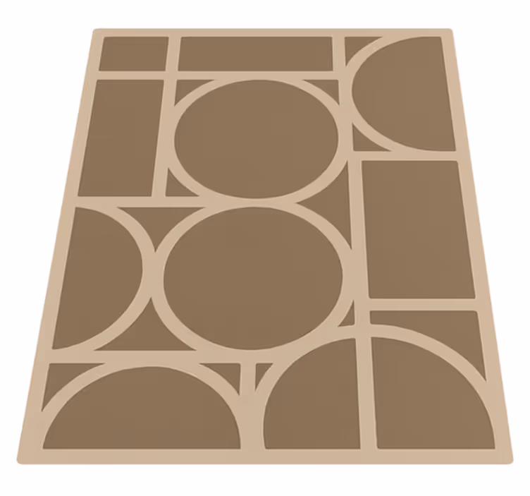 Kwadratowy dywan winylowy beżowy geometryczny wzór - TenStickers