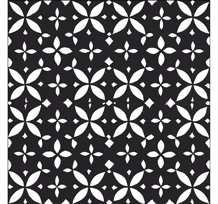 Dywan winylowy do jadalni czarny kwiatowy geometryczny - TenStickers