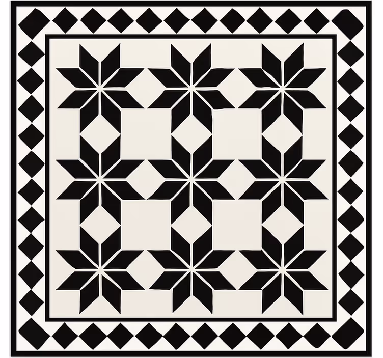 Dywan winylowy do kuchni monochromatyczny wzór płytek w gwiazdki - TenStickers