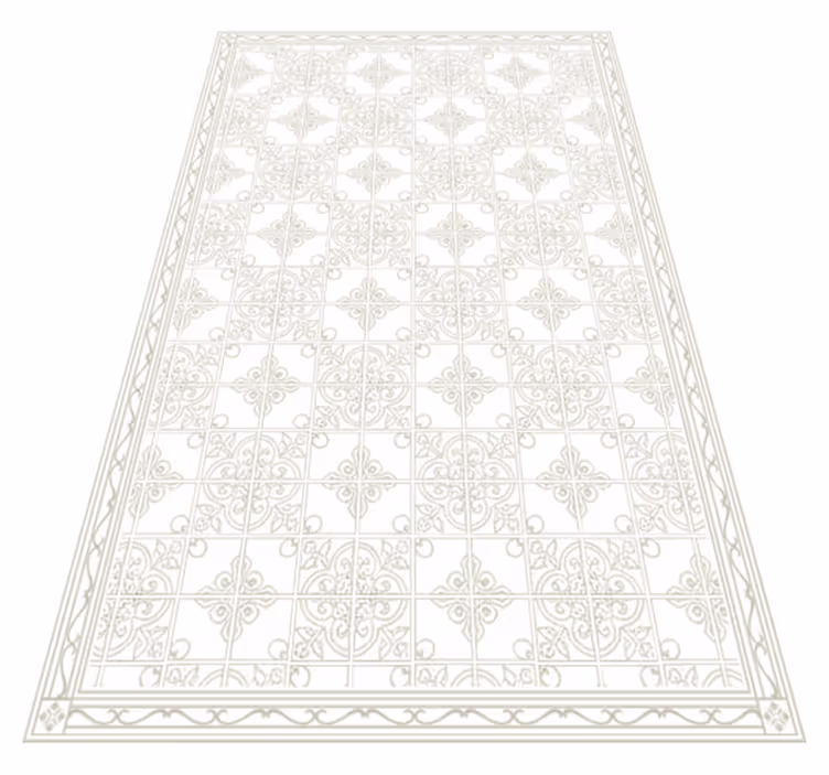 Dywan winylowy do salonu beżowy ornamentalny mat - TenStickers