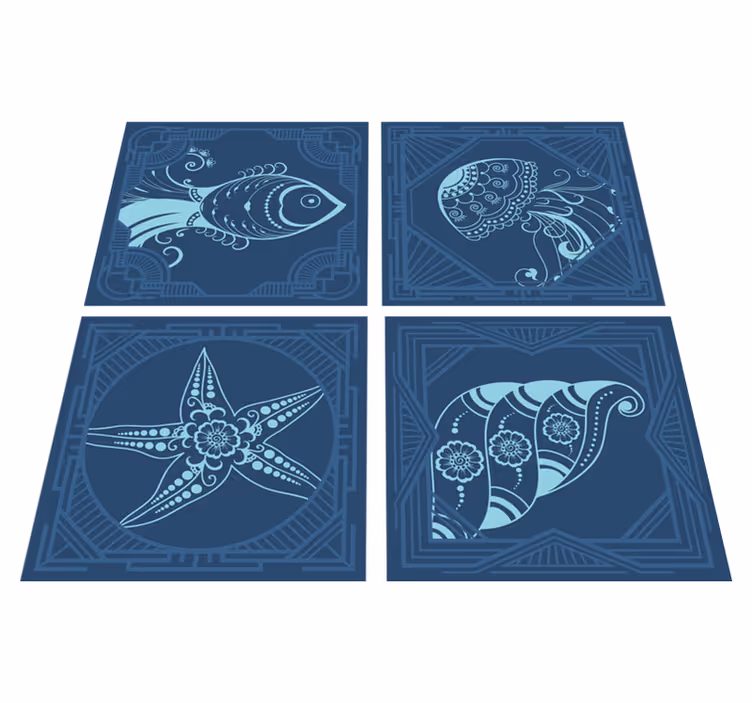 Dywan winylowy zwierzęta niebieskie ornamenty - TenStickers